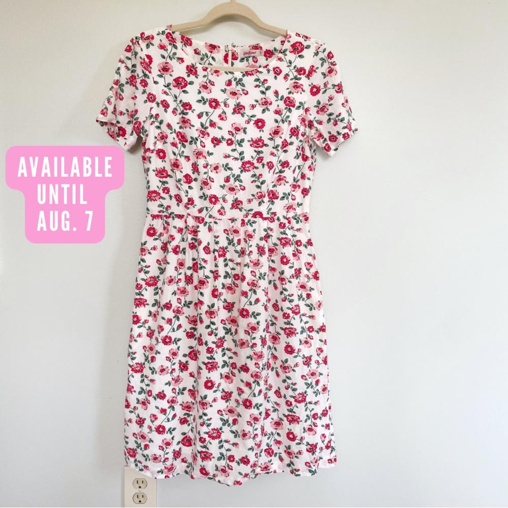 CATH KIDSTON US Size 4 White Short Sleeve Garden Roses Dress